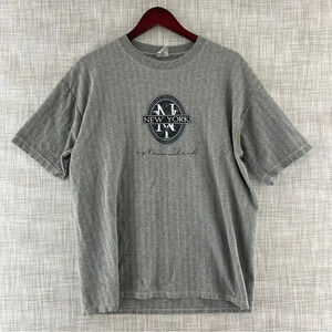 Vintage CalCru New york stained pits single stitch Gray mens L t-shirt 9049/b